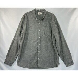 FLINT AND TINDER Selvedge Shirt Button Up Long Sleeve Gray Size 2XL
